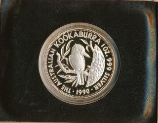 Australien Kookaburra - 1990 1 Oz Silber PP im Etui*