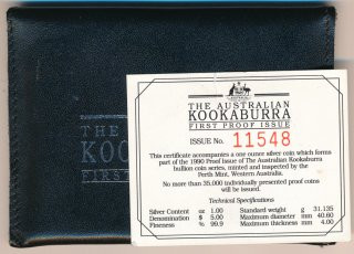 Australien Kookaburra - 1990 1 Oz Silber PP im Etui*