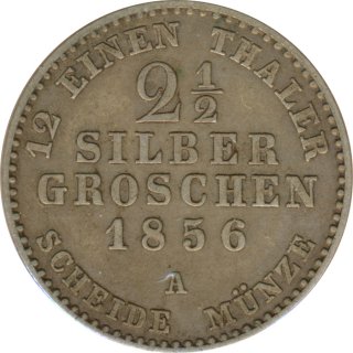 Anhalt-Bernburg 2 1/2 Silbergroschen 1856 A Alexander Carl Silber*