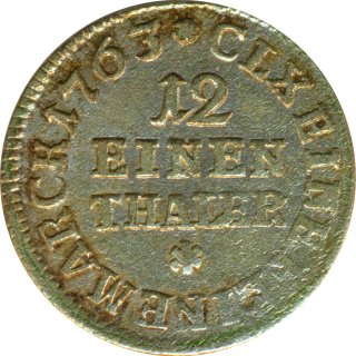 Sachsen 1/12 Taler 1763 Friedrich Christian Silber*