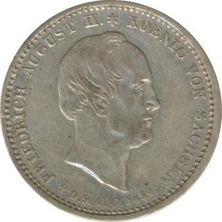 Sachsen 1/6 Taler 1854 Friedrich August II - auf seinen Tod Silber*