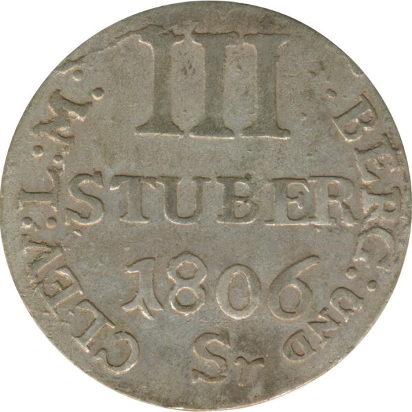 J&uuml;lich-Berg 3 St&uuml;ber 1806 S Joachim Murat Silber*