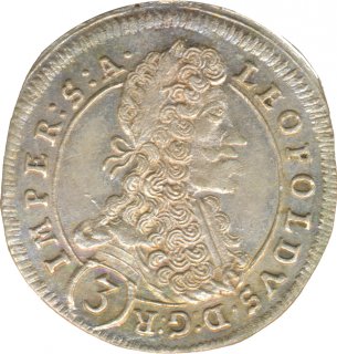 �sterreich 3 Kreuzer 1700 GE Leopold I. Silber*