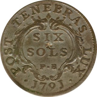 Schweiz 6 Sols 1791 PB Kanton Genf Silber*