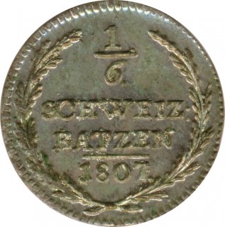 Schweiz 1/6 Batzen 1807 Kanton Graub�nden*