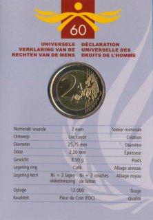 Belgien 2 Euro 2008 - Menschenrechte CoinCard*