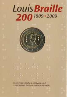 Belgien 2 Euro 2009 - Louis Braille CoinCard*