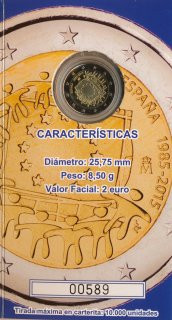 Spanien 2 Euro 2015 - Europaflagge PP im Folder*