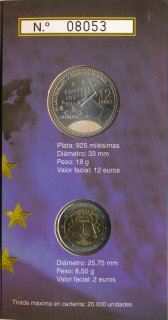 Spanien Set 12 & 2 Euro 2007 - R�mische Vertr�ge im Folder*