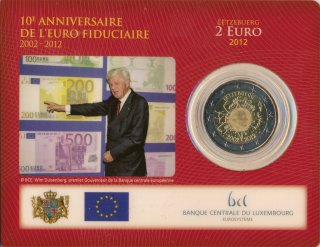 Luxemburg 2 Euro 2012 - Einf�hrung Euro-Bargeld in Karte*