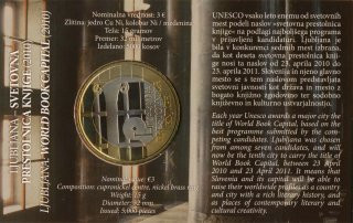 Slowenien 3 Euro 2010 UNESCO B�cherhauptstadt Bimetall in CoinCard*