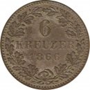 Freie Stadt Frankfurt 6 Kreuzer 1866 Stadtwappen Silber*