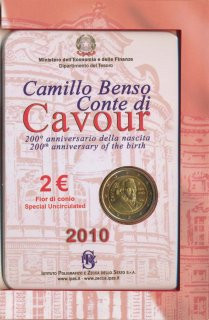 Italien 2 Euro 2010 - Cavour im Folder*