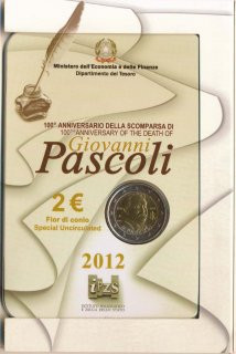 Italien 2 Euro 2012 - Giovanni Pascoli im Folder*
