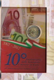 Italien 2 Euro 2012 - Einf�hrung Euro-Bargeld im Folder*