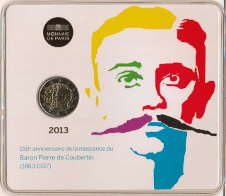 Frankreich 2 Euro 2013 - Pierre de Coubertin in CoinCard*