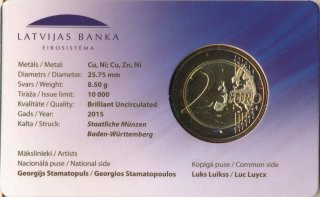 Lettland 2 Euro 2015 - Europaflagge in CoinCard*
