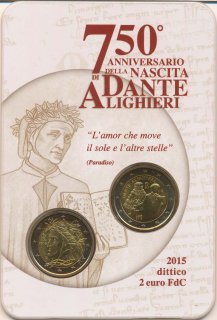 Italien 2 Euro 2015 - Dante in CoinCard*