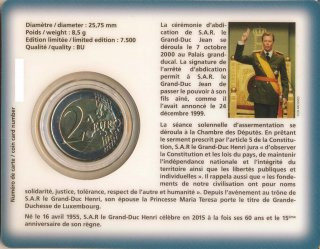 Luxemburg 2 Euro 2015 - Thronjubil�um in CoinCard*