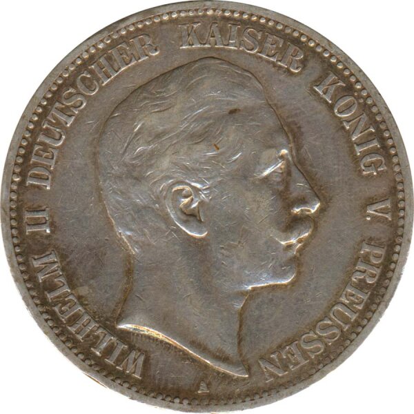 Preussen 5 Mark 1908 A Wilhelm II Silber*