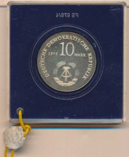 DDR 10 Mark 1979 PP Ludwig Feuerbach Silber verblombt*