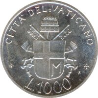 Vatikan 1000 Lire 1992 Umwelt und Entwicklung Silber*