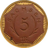 Sachsen 5 Mark 1921 aus  Meissener Steingut*