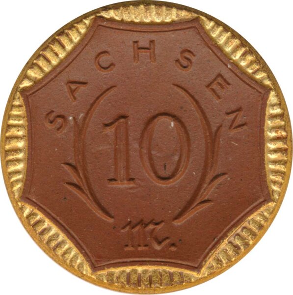 Sachsen 10 Mark 1921 aus  Meissener Steingut*