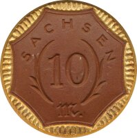 Sachsen 10 Mark 1921 aus  Meissener Steingut*
