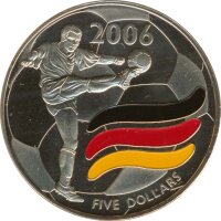 Liberia 5 Dollars 2006 Fussball-WM in Deutschland in Farbe*