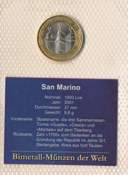 San Marino 1.000 Lire 2001 1700 Jahre Gr&uuml;ndung San Marinos*