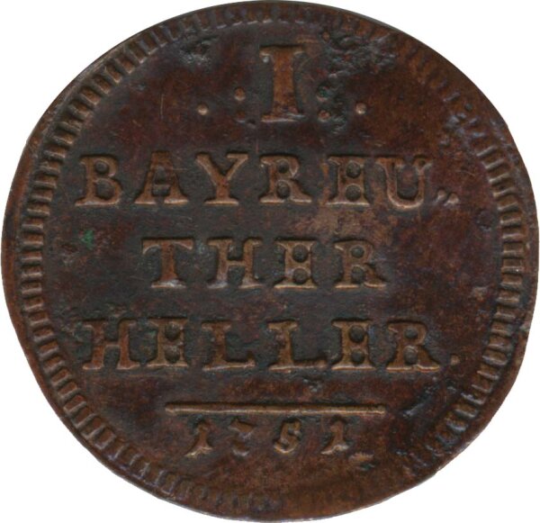 Brandenburg-Bayreuth 1 Heller 1751 Friedrich*