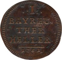 Brandenburg-Bayreuth 1 Heller 1751 Friedrich*