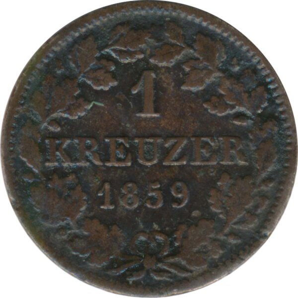 Hessen-Darmstadt 1 Kreuzer 1859 Ludwig III Silber*