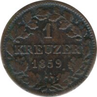 Hessen-Darmstadt 1 Kreuzer 1859 Ludwig III Silber*
