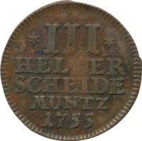Hessen-Kassel 3 Heller 1755 Wilhelm VIII*