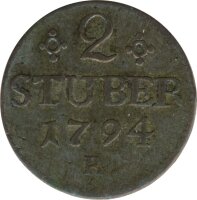 J&uuml;lich-Berg 2 St&uuml;ber 1794 R Karl Theodor Silber*
