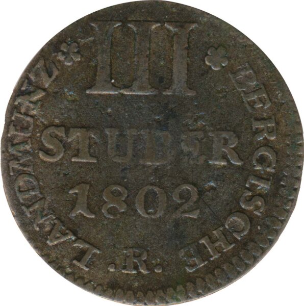 J&uuml;lich-Berg 3 St&uuml;ber 1802 R Maximilian IV Joseph Silber*