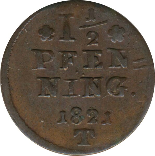 Lippe-Detmold 1 1/2 Pfennig 1821 T Paul Alexander Leopold II*