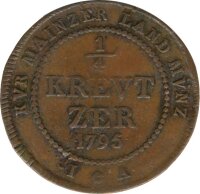 Mainz 1/4 Kreuzer 1795 S Friedrich Karl Joseph*