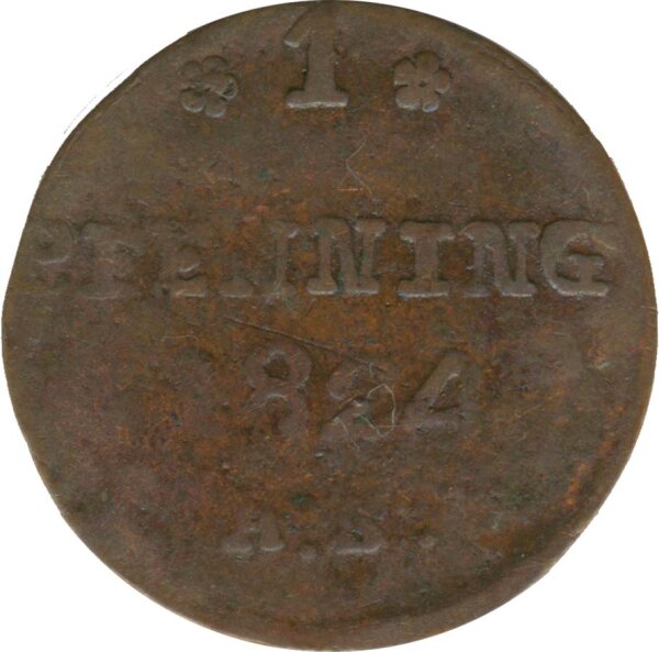 Rostock 1 Pfennig 1824 AS Stadtwappen*