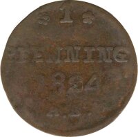 Rostock 1 Pfennig 1824 AS Stadtwappen*
