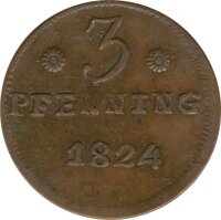 Rostock 3 Pfennig 1824 AS Stadtwappen*