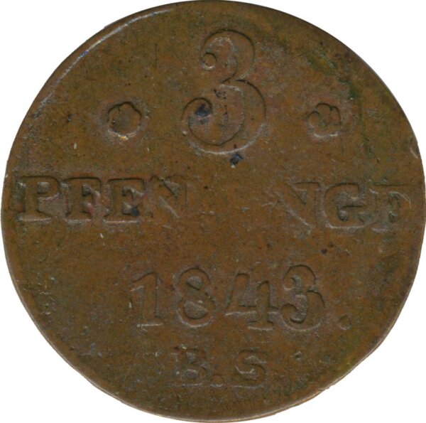 Rostock 3 Pfennig 1843 BS Stadtwappen*