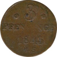Rostock 3 Pfennig 1843 BS Stadtwappen*