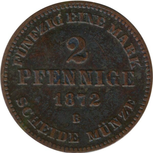 Mecklenburg-Strelitz 2 Pfennig 1872 Friedrich Wilhelm II*