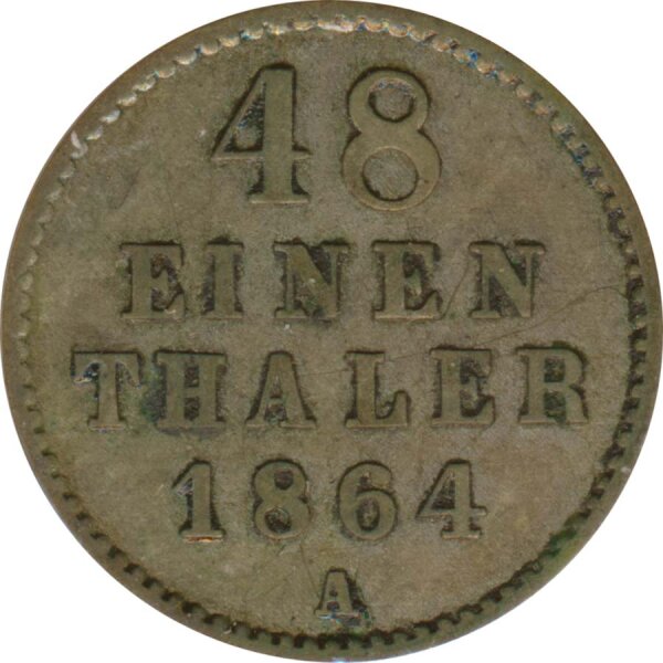 Mecklenburg-Strelitz 1/48 Taler 1864 A Friedrich Wilhelm II Silber*