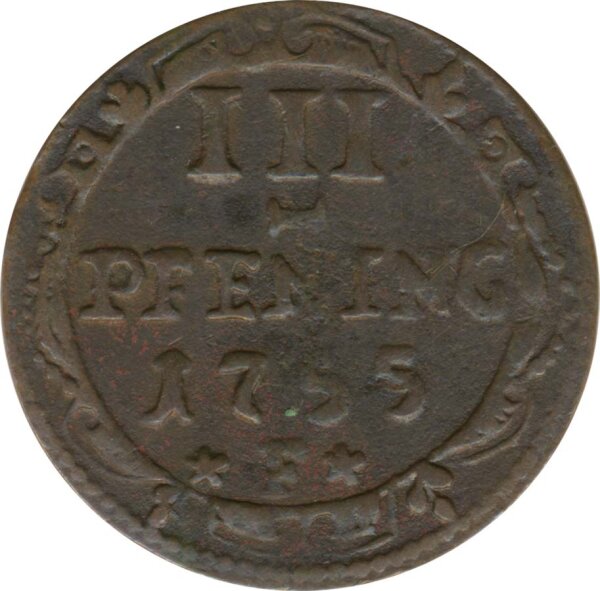 Wismar 3 Pfennig 1755 F Stadtwappen*