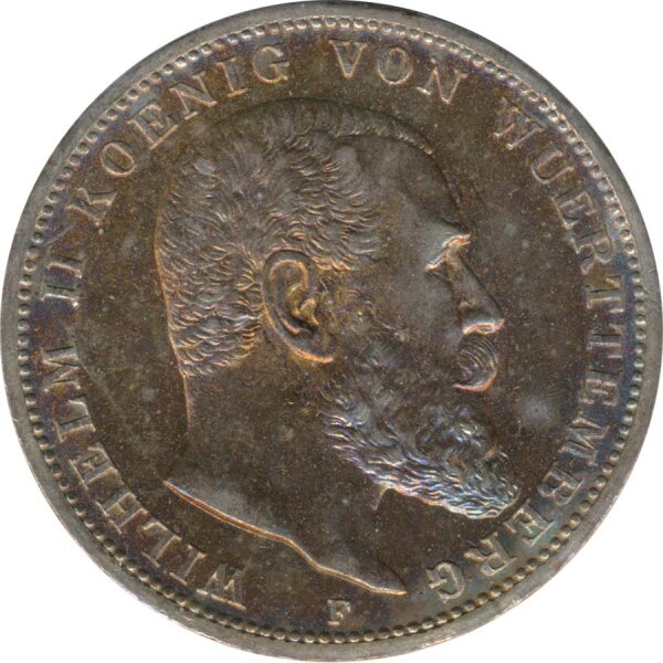 W&uuml;rttemberg 3 Mark 1914 F Wilhelm II Silber*