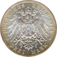 W&uuml;rttemberg 3 Mark 1914 F Wilhelm II Silber*